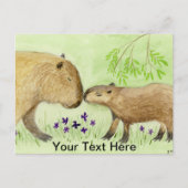 Moeder en Baby Capybara Briefkaart (Voorkant)