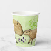 Moeder en Baby Capybara Papieren Bekers (Achterkant)
