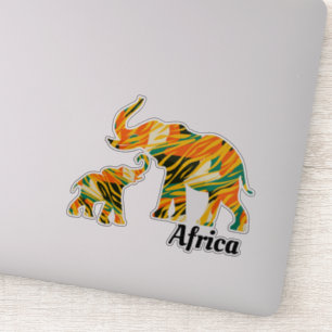 Moeder en Baby Elephant   Afrikaans patroon Sticker