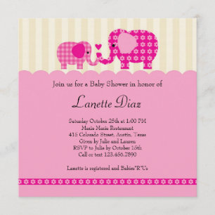 Moeder en Baby Elephant Baby Girl Shower Kaart