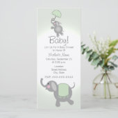 Moeder en Baby Elephant Green Baby shower Uitnodig Kaart (Staand voorkant)