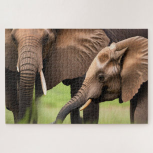 Moeder en Baby Elephant Legpuzzel
