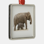 Moeder en Baby Elephant Metalen Ornament (Rechts)