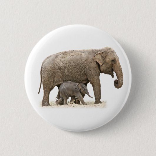 Moeder en Baby Elephant Ronde Button 5,7 Cm (Voorkant)