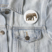 Moeder en Baby Elephant Ronde Button 5,7 Cm (In situ)