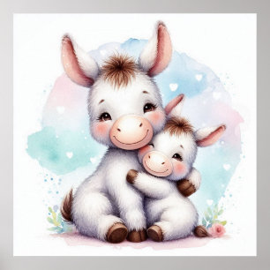Moeder en Baby Ezel Poster