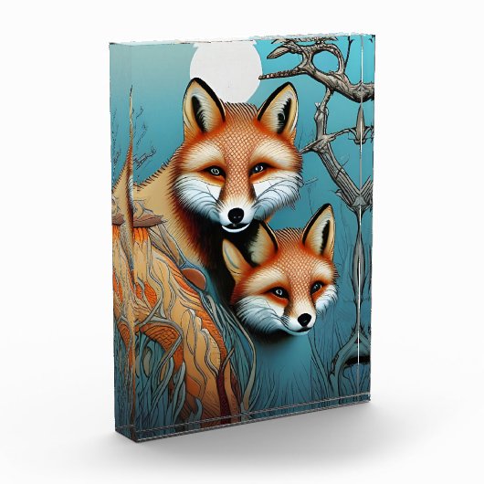 Moeder en Baby Fox Fotoblokken (Links)