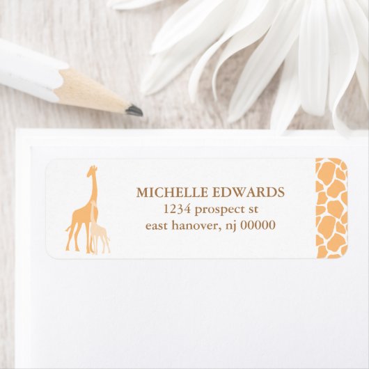 Moeder en Baby Giraffe Retouradreslabels Etiket (Insitu)
