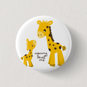 Moeder en Baby Giraffe Ronde Button 3,2 Cm