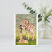 Moeder en Baby Giraffes Briefkaart (Staand voorkant)
