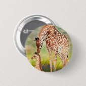 Moeder en Baby Giraffes Ronde Button 5,7 Cm (Voorkant /achterkant)