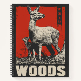 Moeder en Baby herten in het bos | Ukiyo-e Notitieboek