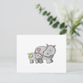 MOEDER EN BABY HIPPO BRIEFKAART (Staand voorkant)