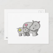 MOEDER EN BABY HIPPO BRIEFKAART (Voorkant / Achterkant)