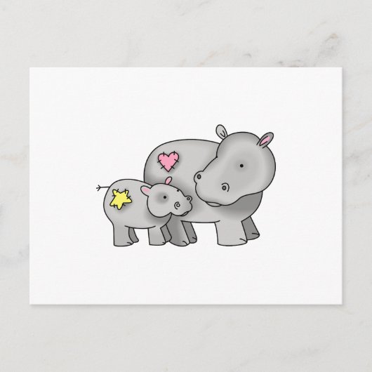 MOEDER EN BABY HIPPO BRIEFKAART (Voorkant)