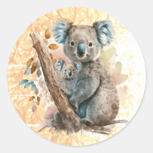 Moeder en Baby Koala Beer Ronde Sticker