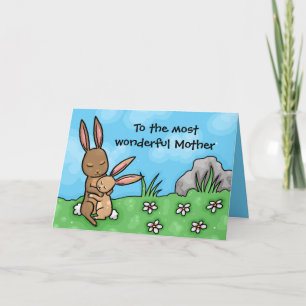 Moeder en baby Konijn Moederdag kaart