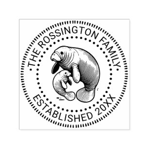 Moeder en Baby Manatee Familie Naam Datum Geschat  Zelfinktende Stempel
