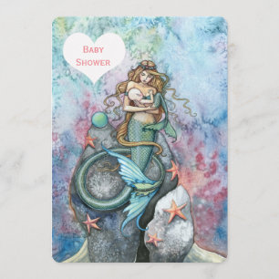 Moeder en Baby Mermaid Baby Shower Invitaties Kaart