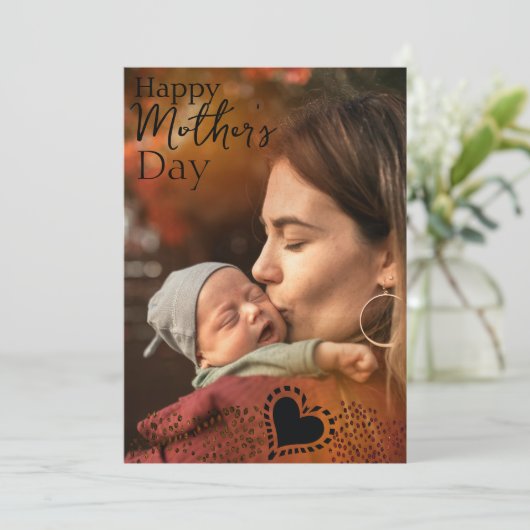 Moeder en Baby Moederdag fotokaart Feestdagenkaart (Staand voorkant)
