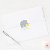 Moeder en Baby Olifant Douche Geel en Grijs Vierkante Sticker (Envelop)