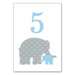 Moeder en Baby Olifant Jongen Douche Blauw en Grij Kaart