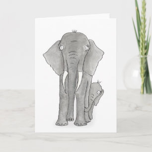 Moeder en baby olifant kaart