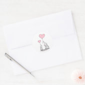 Moeder en Baby Olifant met Hartballonnen Ronde Sticker (Envelop)