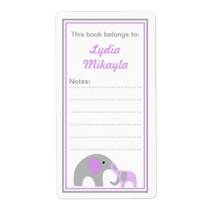Moeder en Baby Olifanten Boekplaat boek labels