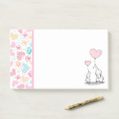 Moeder en Baby Olifanten met Harten Post-it® Notes (Op bureau)