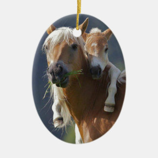 Moeder en Baby paard Keramisch Ornament