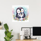 Moeder en Baby Pinguïn Poster (Thuiskantoor)