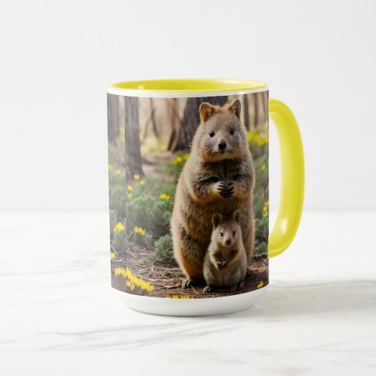 Moeder en Baby Quokka, koffie-Mok Mok (Voorkant rechts)
