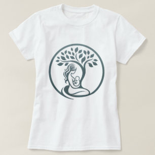 Moeder en Baby Tree Eenvoudige Silhouette Geboorte T-shirt