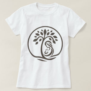 Moeder en Baby Tree Khaki Silhouette Geboorte, Gif T-shirt
