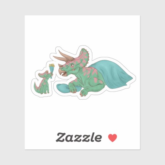 Moeder en Baby Triceratops Sticker (Vel)