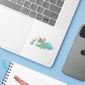 Moeder en Baby Triceratops Sticker (Laptop met iPhone)