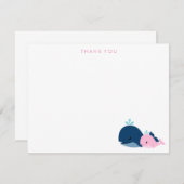 Moeder en Baby walvis Dank u Opmerkingen {roze} Bedankkaart (Voorkant / Achterkant)