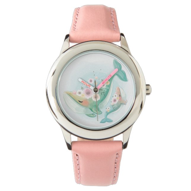 Moeder en Baby walvis dansen Horloge (Voorkant)