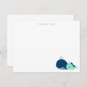 Moeder en Baby Whale Dank u Opmerkingen {groen} Notitiekaartje (Voorkant / Achterkant)