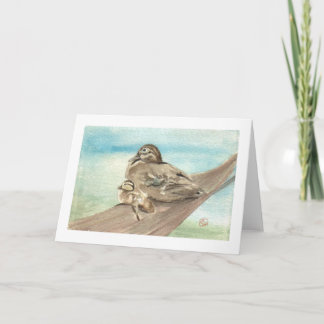 Moeder en Baby Wood Duck Notecard Kaart