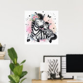 Moeder en Baby Zebra Poster (Thuiskantoor)