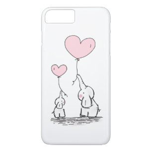 Moeder en babyolifant met ballonnen iPhone 8 plus / 7 plus hoesje