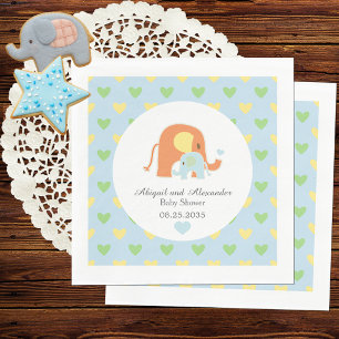 Moeder en blauwe olifant baby shower servet
