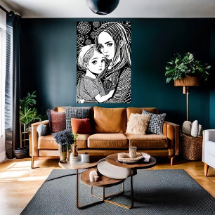 Moeder en dochter AI Art Poster