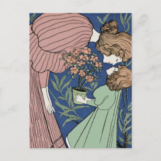 Moeder en dochter - Art Nouveau Briefkaart