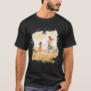 Moeder en Dochter Bloemenweide Waterverf 2 T-shirt