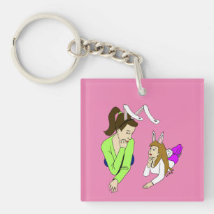 moeder en dochter bunnymeiden sleutelhanger