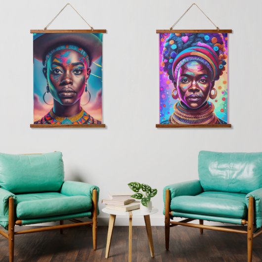 moeder en dochter hangend wandkleed (Woonkamer)