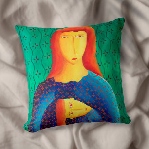 Moeder En Dochter Heden Daagse Kunst Schilderij Kussen